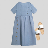 Csilla™  - Csíkos midi ruha gombokkal