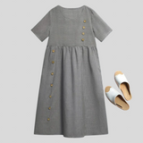 Csilla™  - Csíkos midi ruha gombokkal