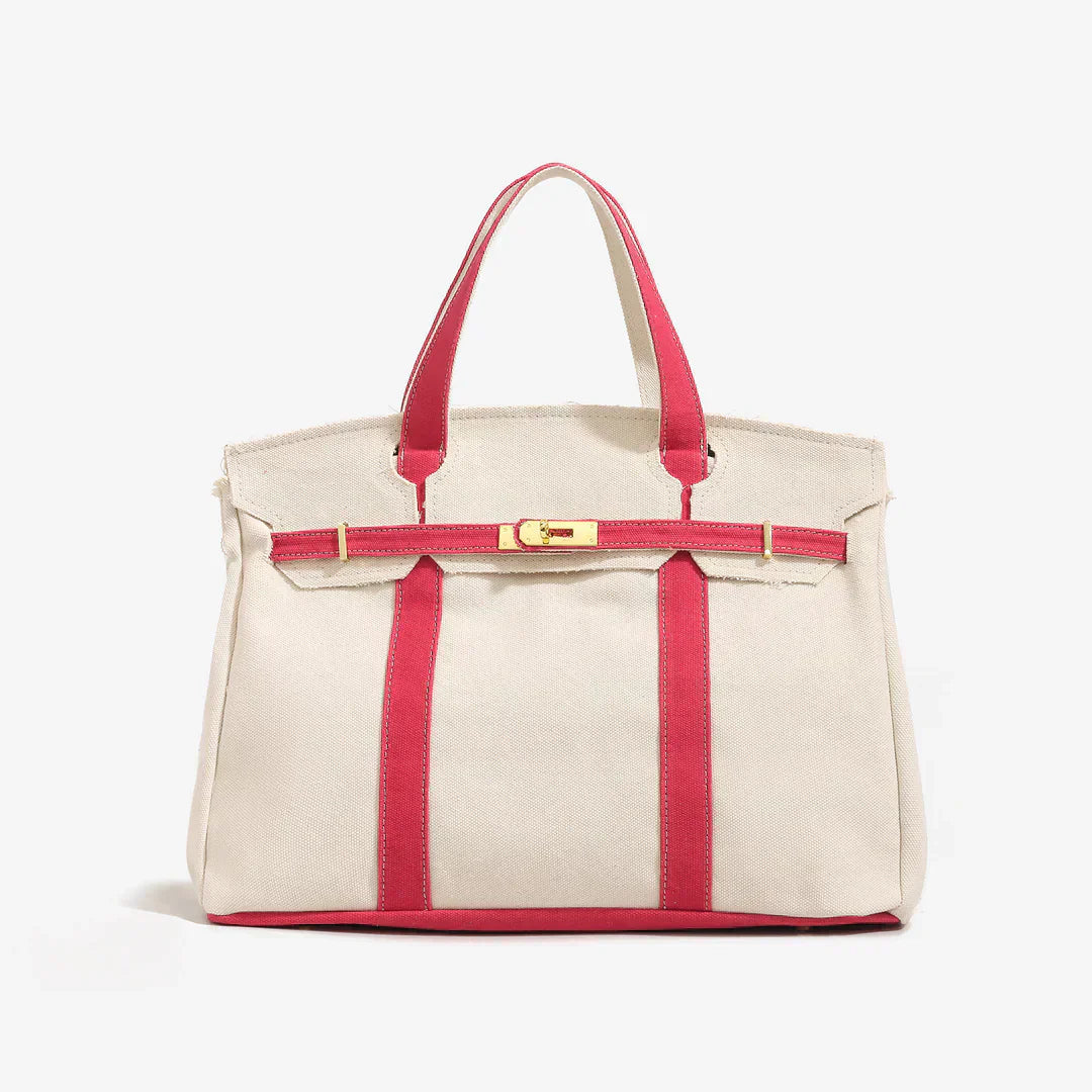 Csilla™ - Vászon táska bőr részletekkel