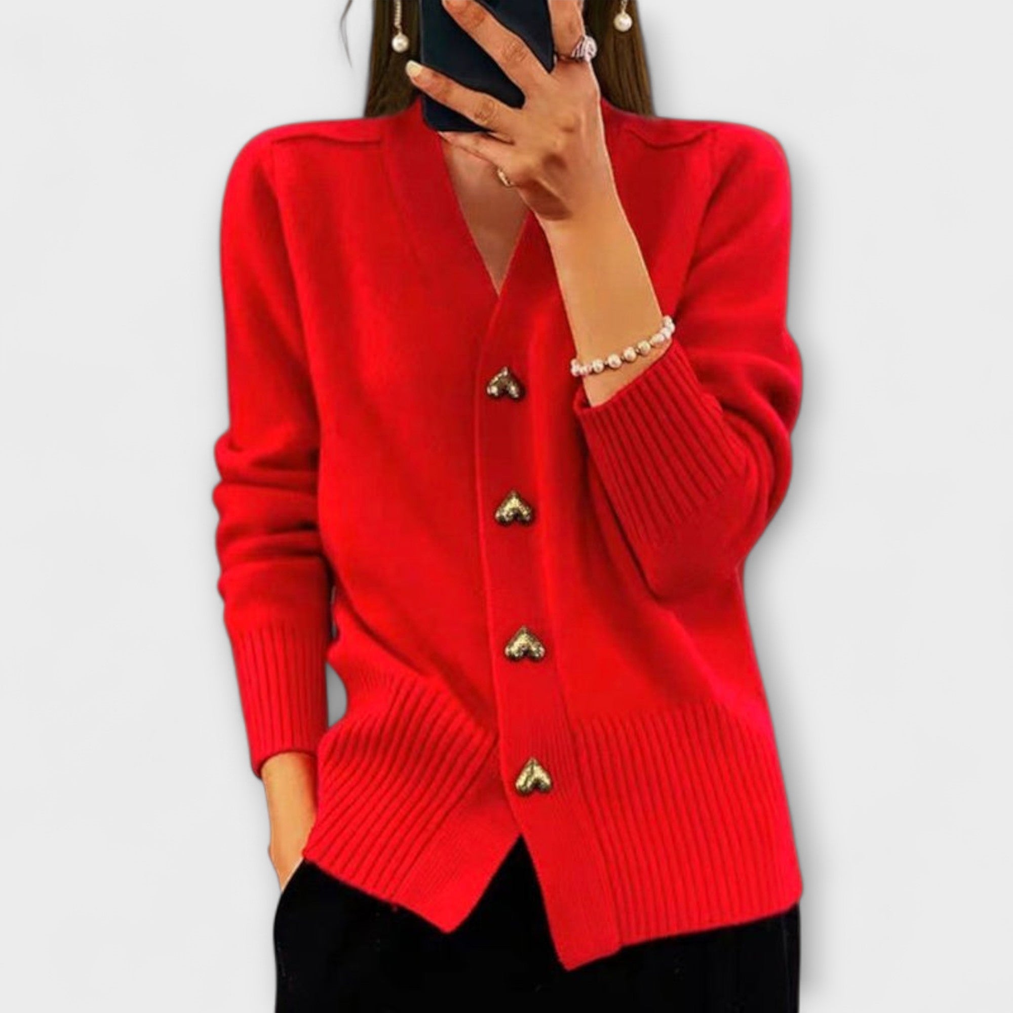 Fruzsi™ - Szív alakú gombos kardigán