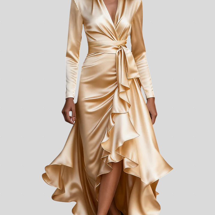 Stella™ - Szatén fodros aszimmetrikus ruha