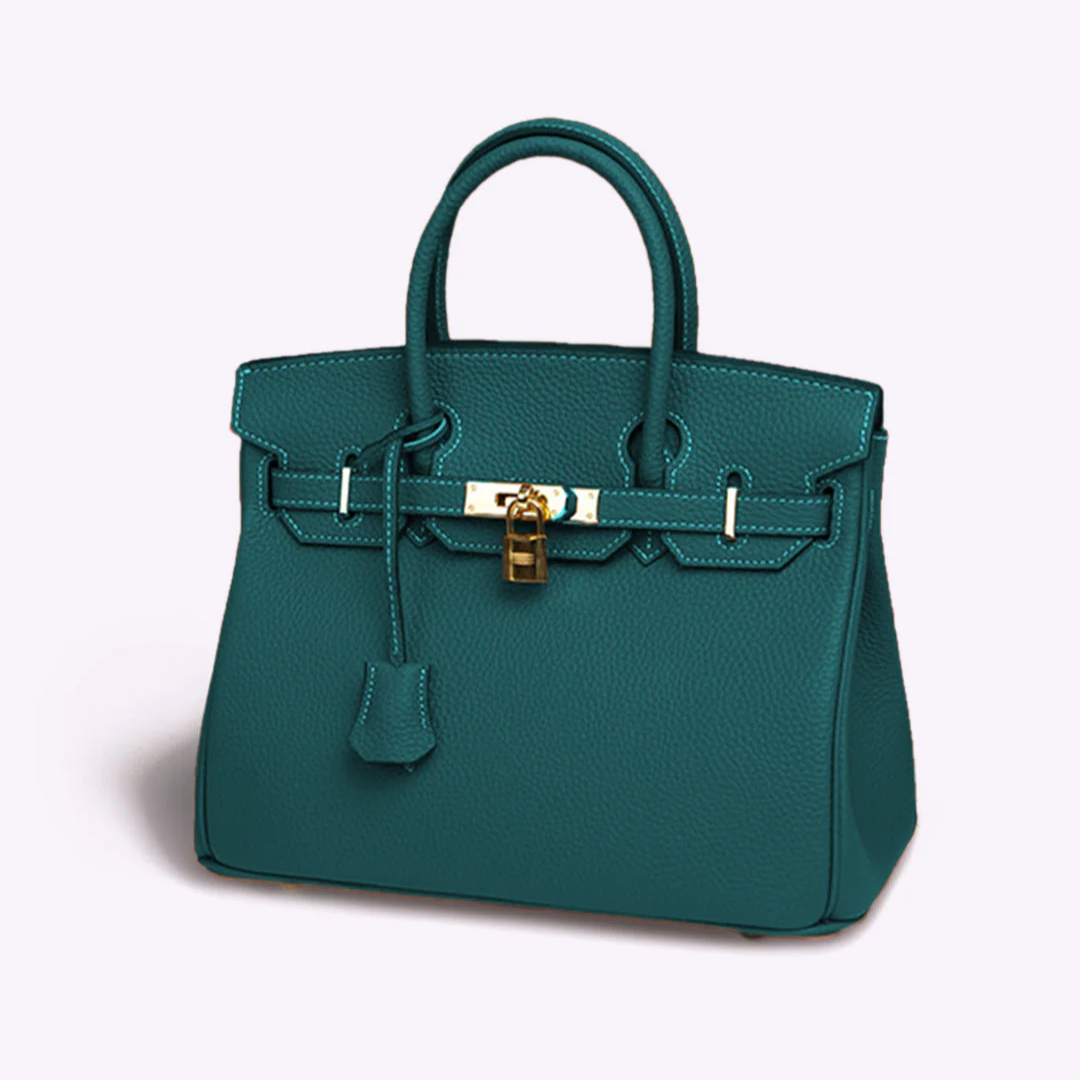 Dorottya™ - Strukturált bőr táska lakattal és arany zárral