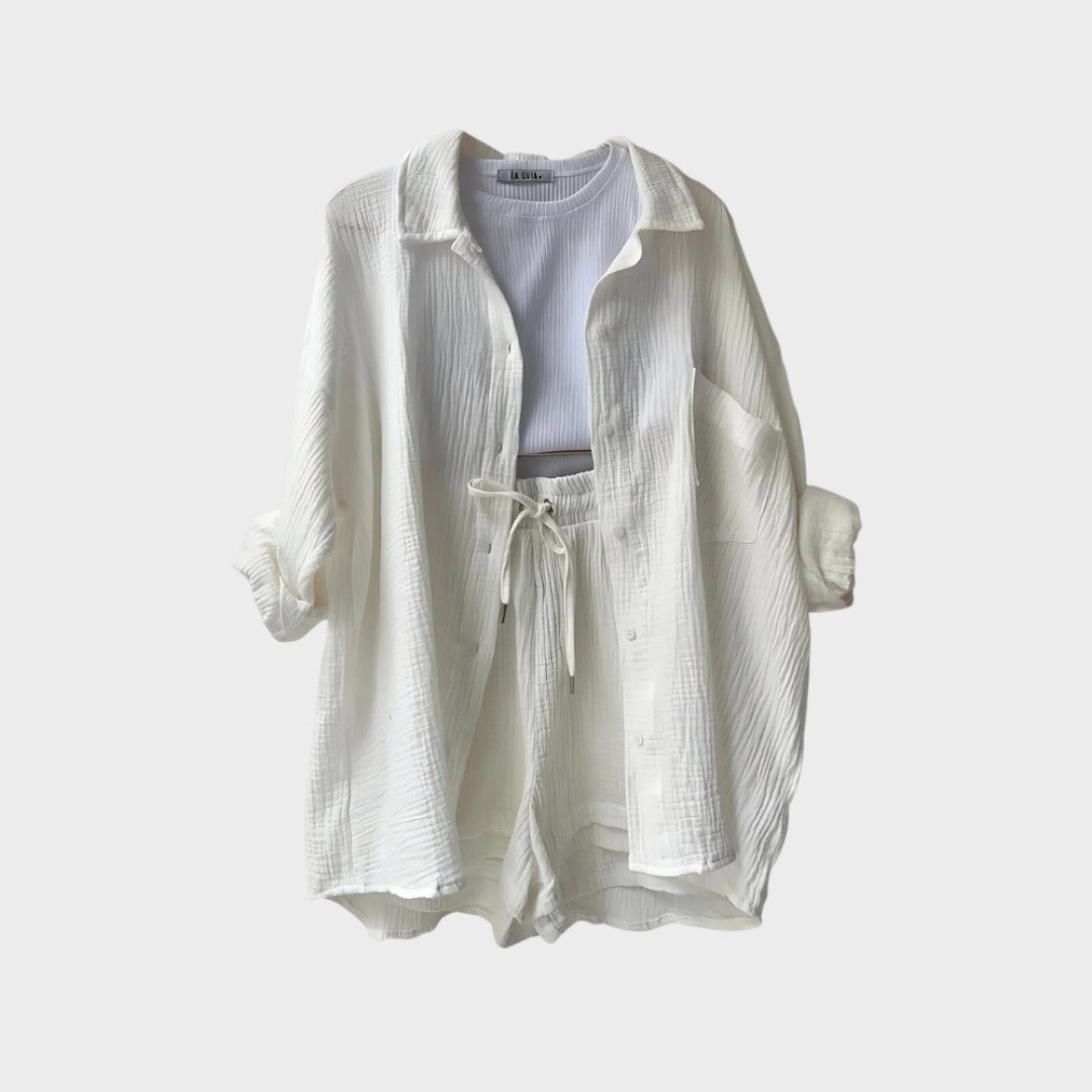 Léna™ - Texturált ing és short szett