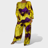 Magdolna™ - Absztrakt mintás kimono blúz és nadrág szett