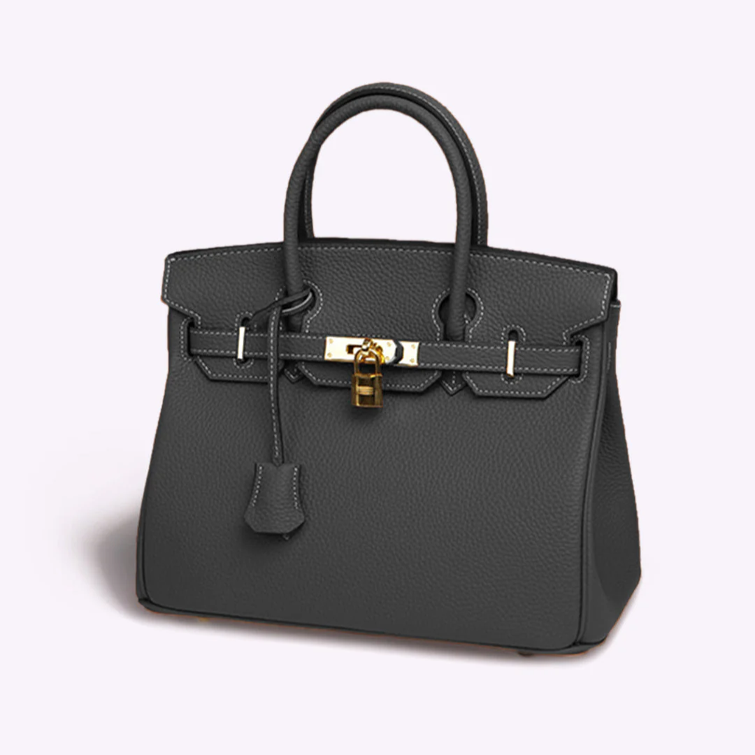 Dorottya™ - Strukturált bőr táska lakattal és arany zárral