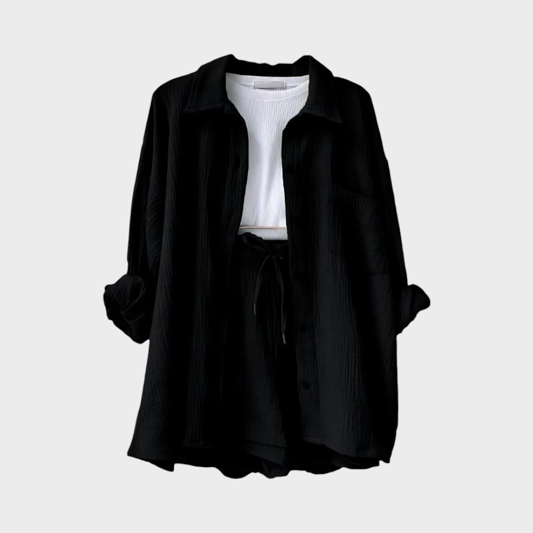 Léna™ - Texturált ing és short szett