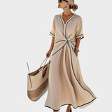 Csenge™ - Csomós ruha kontrasztos szegéllyel