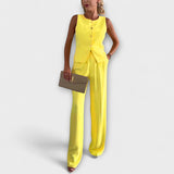 Beáta™ - Gombos mellény és wide leg nadrág szett