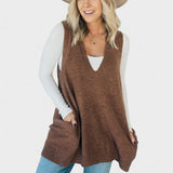Zsóka™ - Hosszított V-nyakú kötött mellény
