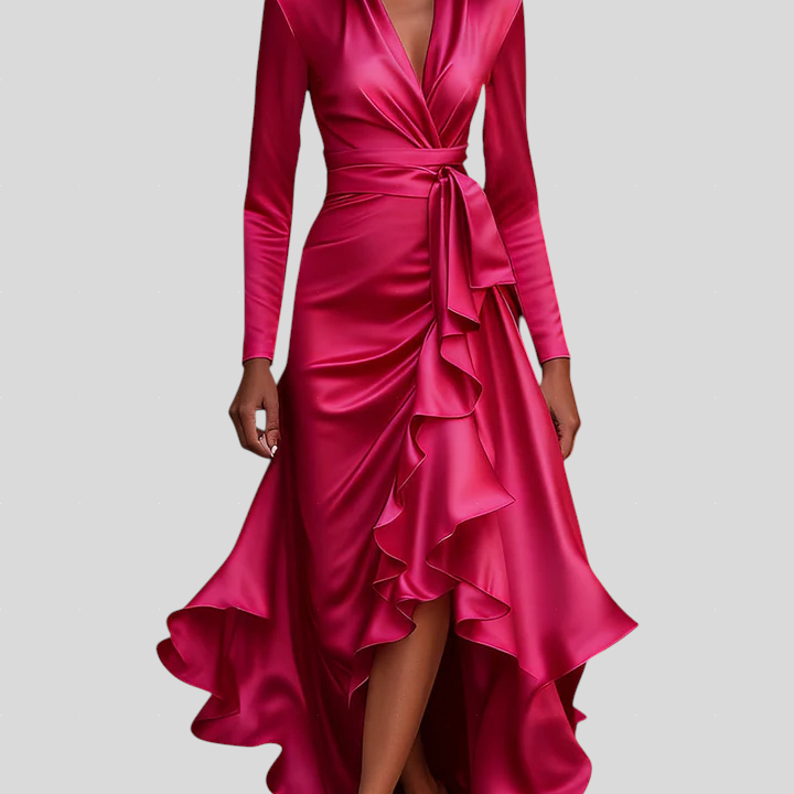 Stella™ - Szatén fodros aszimmetrikus ruha