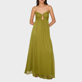 Zöld™ - Drapírozott maxi ruha cutout részlettel