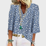 Hajnika™ - Virágmintás V-nyakú blúz