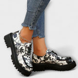 Margit™ - Virágmintás loafer arany lánccal és vastag talppal