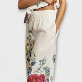 Bíborka™ - Virágmintás fodros tube top és wide leg nadrág szett