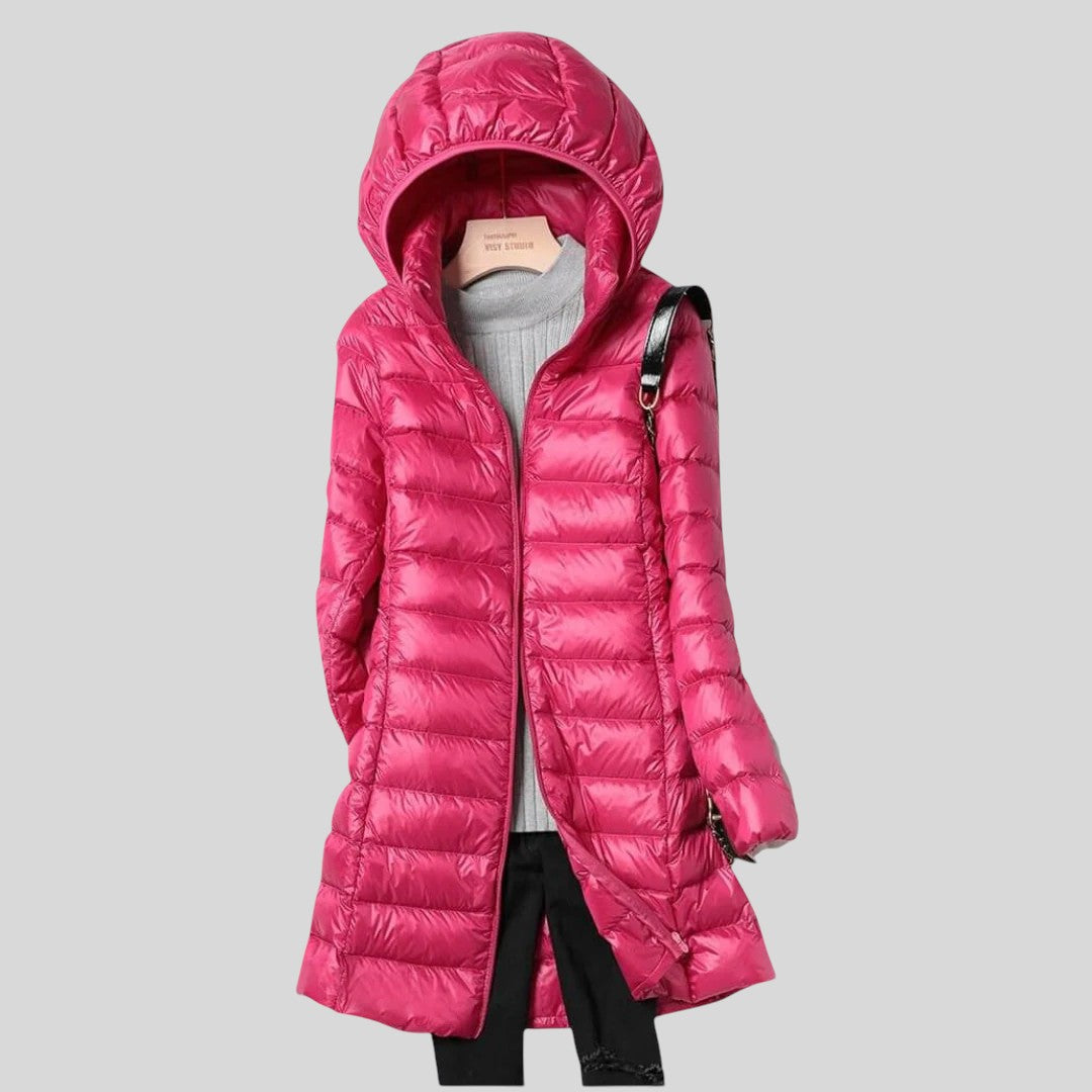 Debora™ - Hosszú, Bélelt Puffos Kabát Kapucnival
