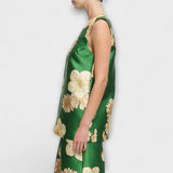 Fruzsina™ - Virágmintás szatén ujjatlan top és wide leg nadrág szett