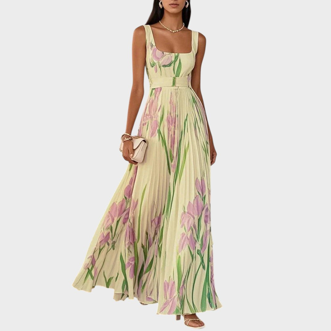 Risz™ - Virágmintás pliszírozott maxi ruha