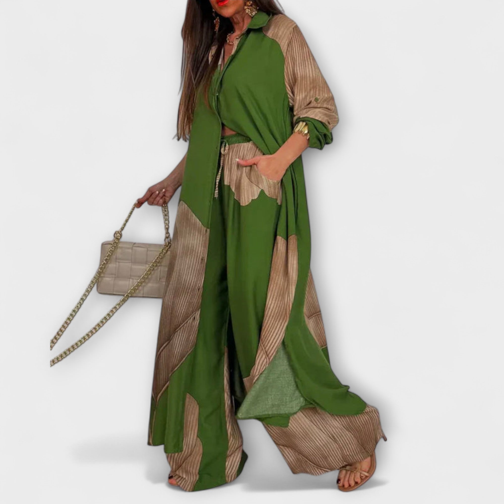 Lóra™ - Botanikus Mintás Ing és Nadrág Szett