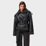 Ágnes™ - Bőrkabát övvel