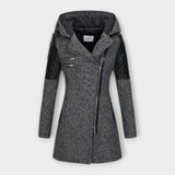 Júlia™ - Kapucnis Kabát Bőr Betétekkel
