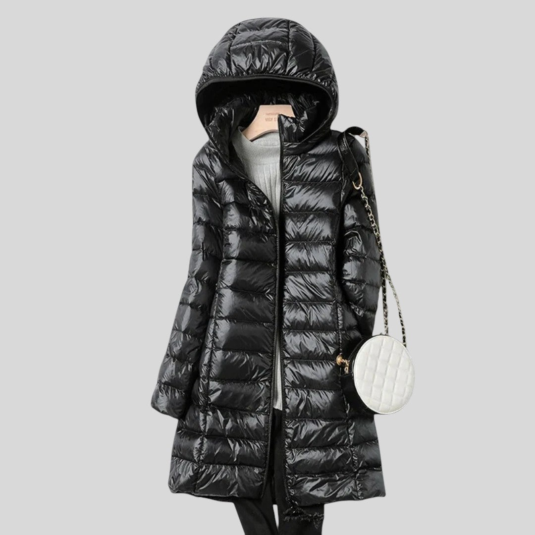 Debora™ - Hosszú, Bélelt Puffos Kabát Kapucnival