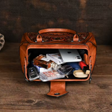 Hermina™ - Gravírozott virágmintás bőr táska