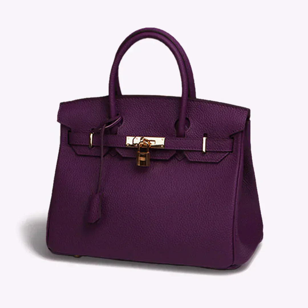 Dorottya™ - Strukturált bőr táska lakattal és arany zárral