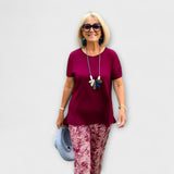 Diána™ - Egyszínű top és mintás nadrág szett