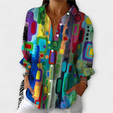 Kinga™ - Absztrakt Művészi Mintás Hosszú Ujjú Ing