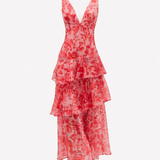 Rózsa™ - Virágos midi ruha fodrokkal