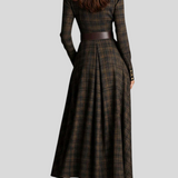 Kornélia™ - Kockás kabát ruha övvel