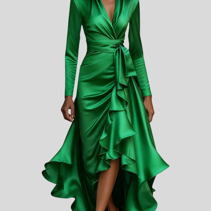 Stella™ - Szatén fodros aszimmetrikus ruha