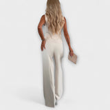 Beáta™ - Gombos mellény és wide leg nadrág szett