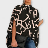 Szandra™ - Nyomott Mintás Denevérujjas Blúz