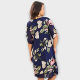 Rózsika™ - Virágmintás ruha fodros szegéllyel