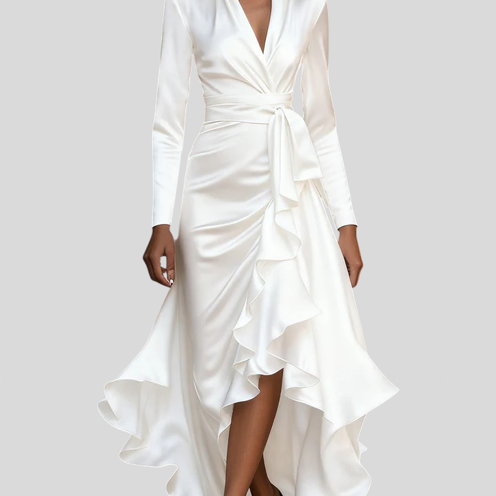 Stella™ - Szatén fodros aszimmetrikus ruha