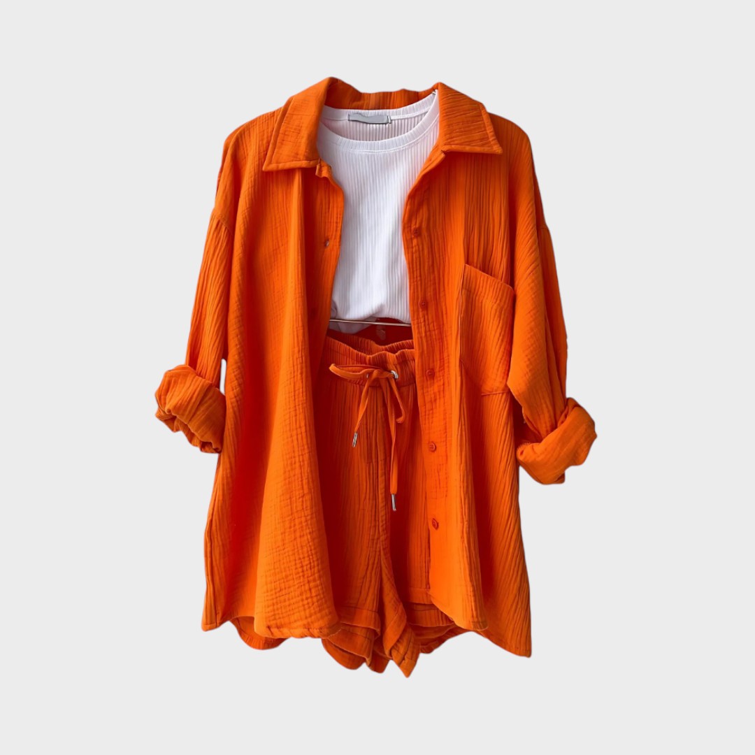 Léna™ - Texturált ing és short szett