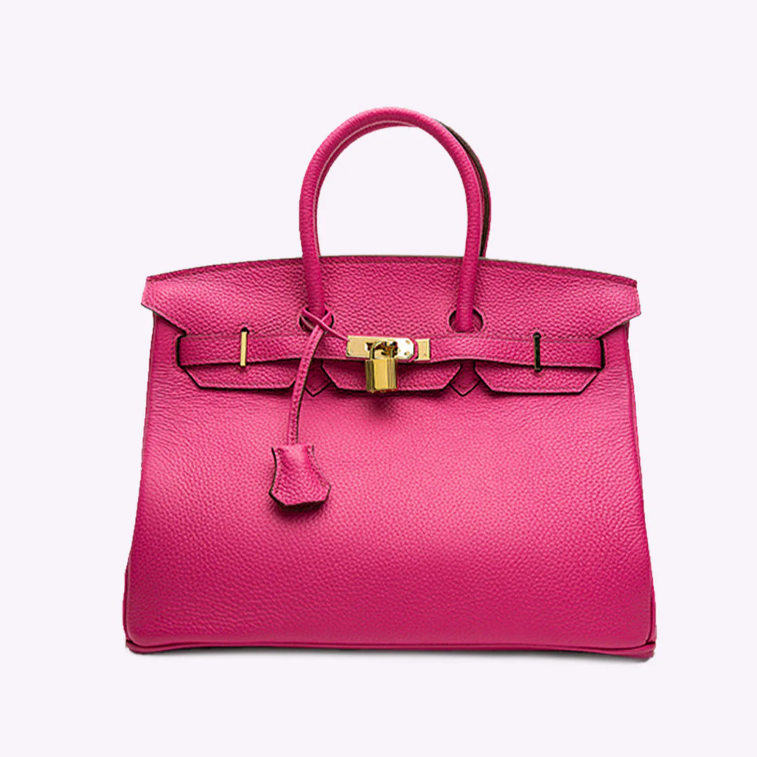 Dorottya™ - Strukturált bőr táska lakattal és arany zárral