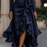 Stella™ - Szatén fodros aszimmetrikus ruha