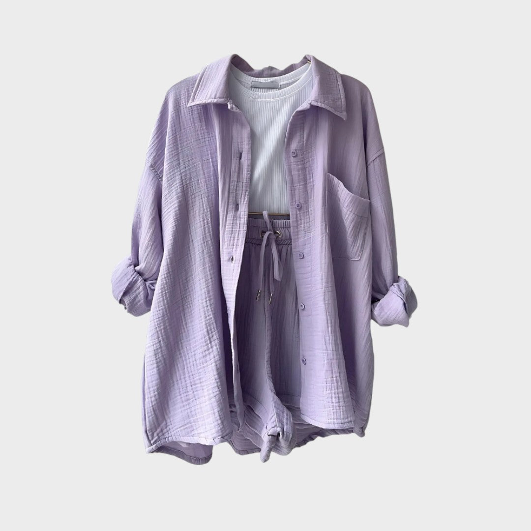 Léna™ - Texturált ing és short szett