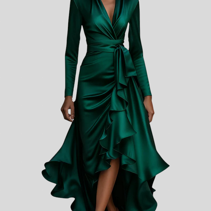 Stella™ - Szatén fodros aszimmetrikus ruha