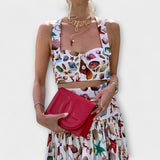 Dorina™ - Kagylómintás crop top és maxi szoknya szett