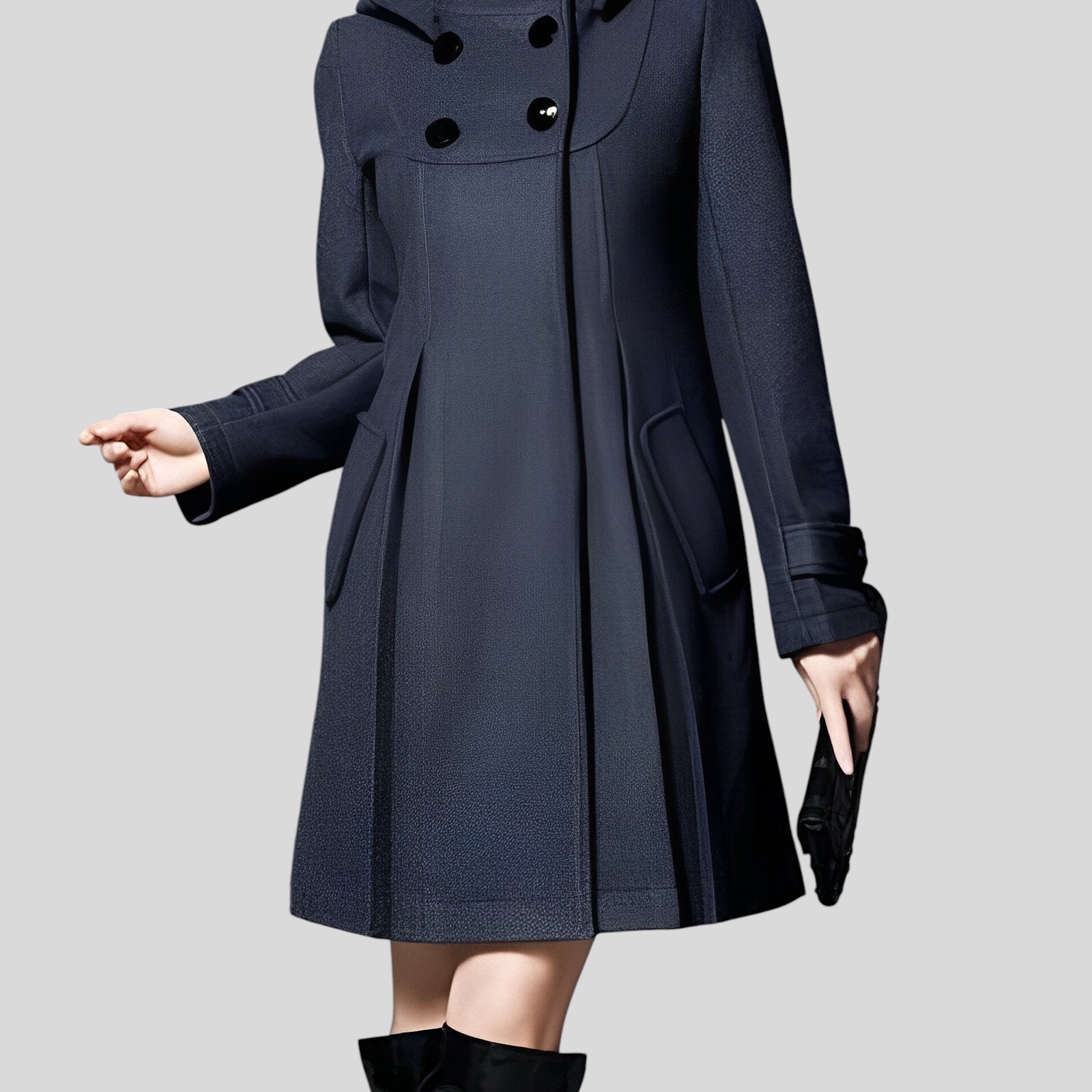 Ágota™ - Kapucnis dupla gombos swing kabát