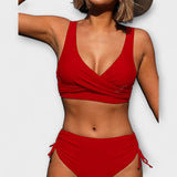 Emese™ - Átlapolt magas derekú bikini szett