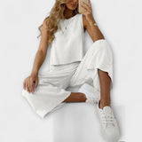 Renáta™ - Ujjatlan Top és Szélesszárú Nadrág Szett