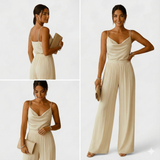 Bézs™  – Szatén cowl nyakú overall