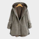 Etelka™ - Kockás szőrmés bélésű kabát kapucnival