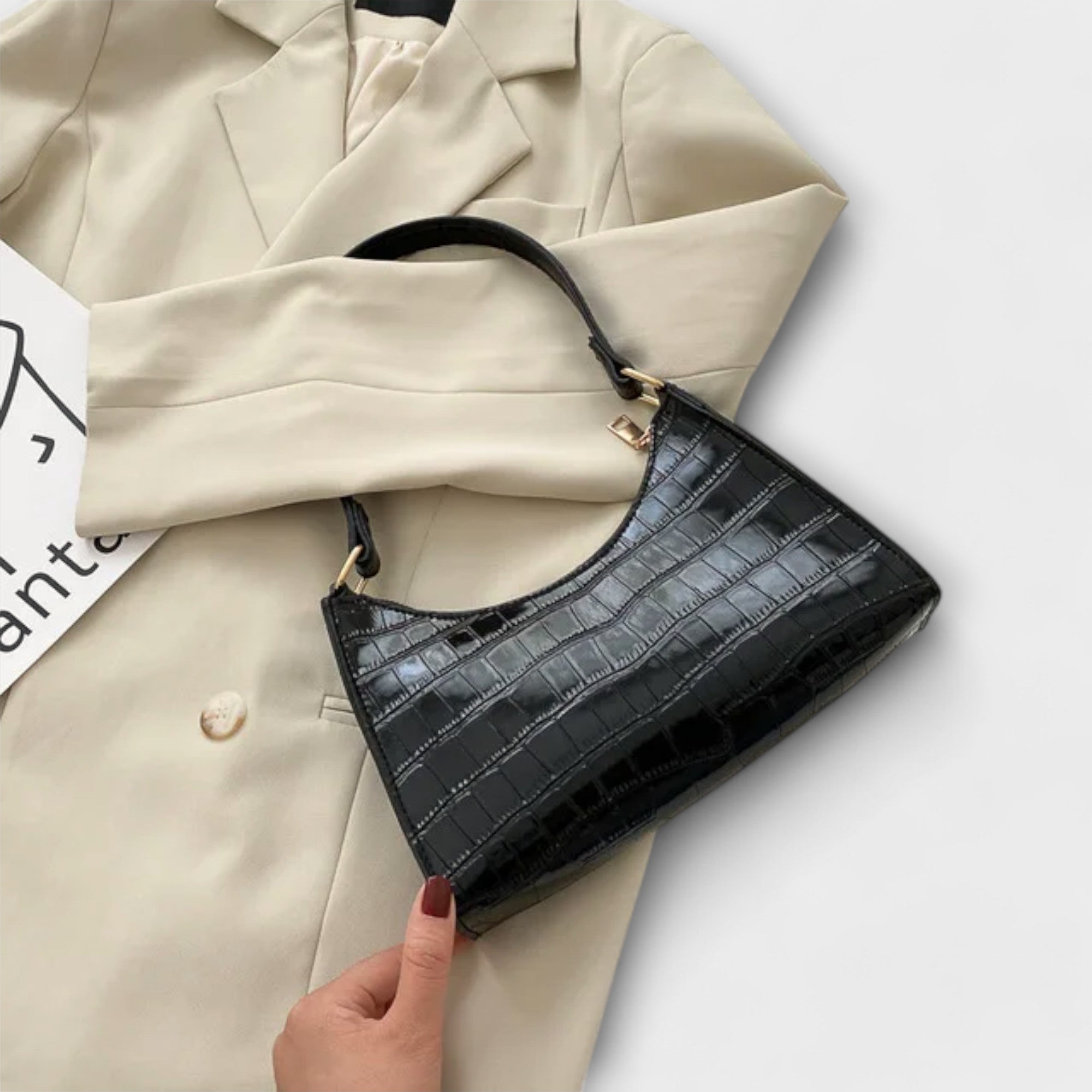 Zöld™ - Krokodilmintás baguette táska