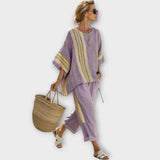 Brigitta™ - Rövid ujjú tunika és wide leg nadrág szett