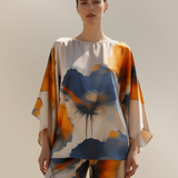 Magdolna™ - Absztrakt mintás kimono blúz és nadrág szett